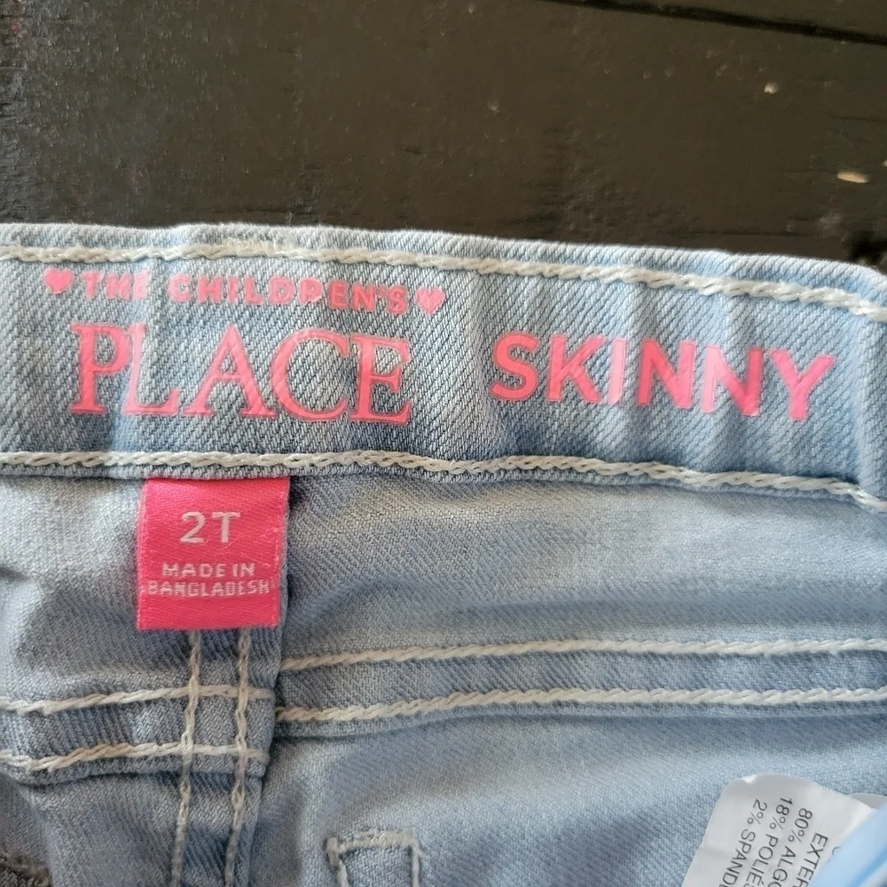 Children's Place Toddler Girl 2T Skinny Jeans EUC Light Wash Adjustable Waist